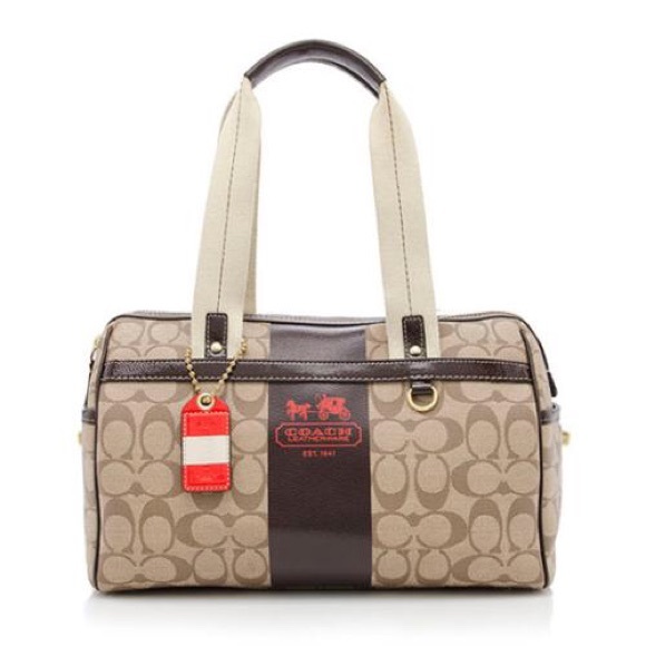 Coach Handbags - {Coach} Signature Heritage Stripe Satchel